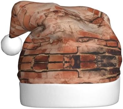Red Brick Wall Texture Print Christmas Santa Hat Plush