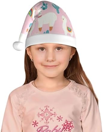 Llama Cactus Print Christmas Santa Hat Small Size