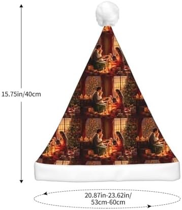 Merry Christmas Santa Hat Plush Light Up for Adults