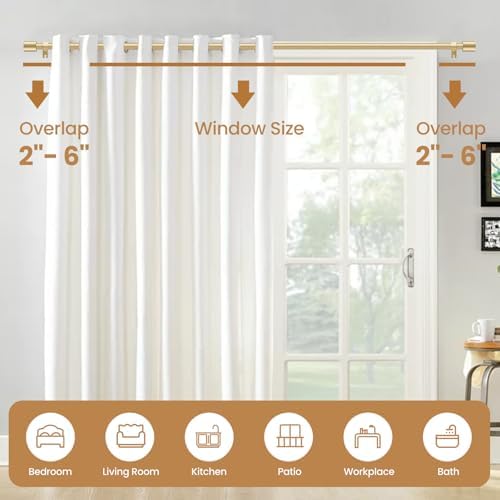 Vikarler 58 Inch Gold Curtain Rod 2 Pack Adjustable