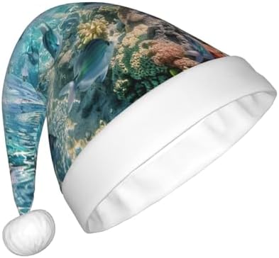 Marine Life Print Christmas Santa Hat Plush Funny for Adults