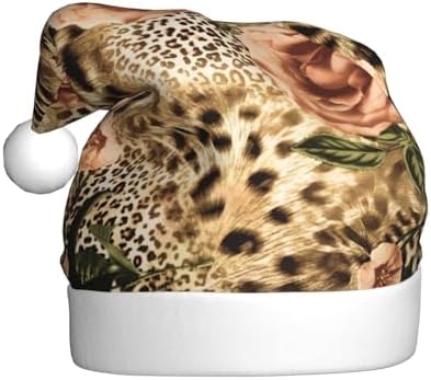 QinZheng Striped Leopard Print Santa Hat for Women