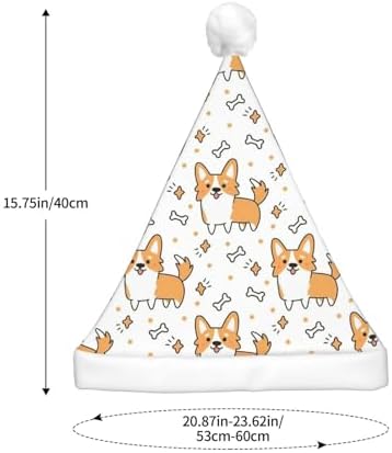 Dog Print Christmas Santa Hat Plush Light Up for Adult Party