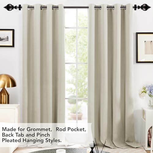 Deconovo Heavy Duty Black Curtain Rod Adjustable 48-84 Inch