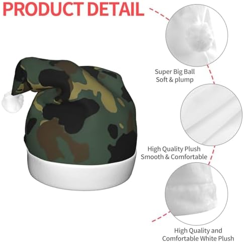 Camouflage Santa Hat Plush Light Up for Christmas Party