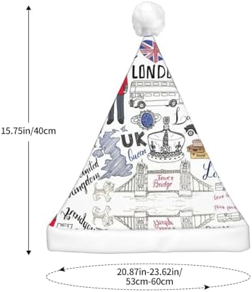 I Love London Print LED Christmas Santa Hat Plush