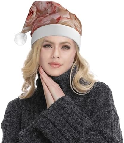 Beautiful Flower Cake3 Print Christmas Santa Hat Plush Light Up for Adult