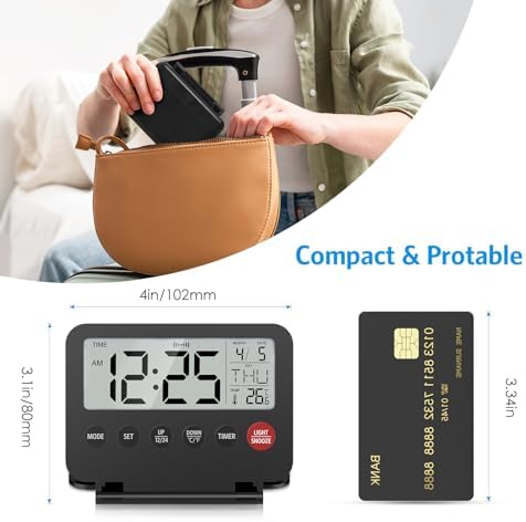 AMIR Digital Travel Alarm Clock with Calendar and Temperature