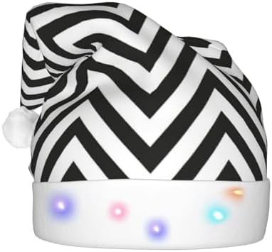 ZigZag Stripe Christmas Santa Hat Plush Light Up