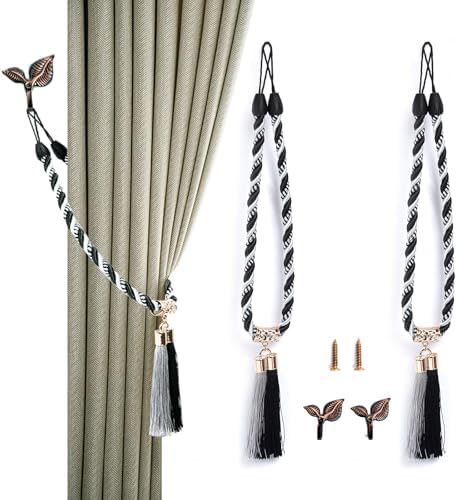 Grey Napoleon Style Curtain Tiebacks with Hooks