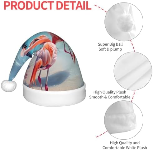 Flock of Pink Flamingos Christmas Santa Hat with Plush Rim