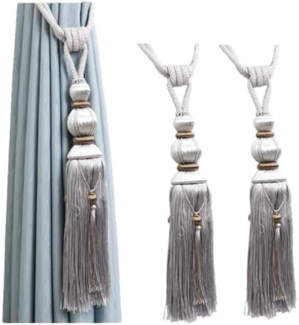 LDFWAY Curtain Tiebacks with Tassels 2 Pack Grey
