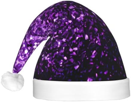 Beautiful Purple Glitter Print Christmas Hat with LED