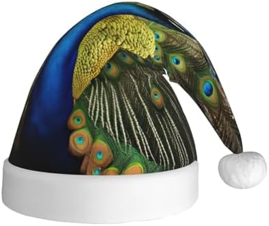 QINZHENG Peacock Feather Print Santa Hat for Women