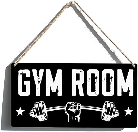Gym Room Sign Wooden Hanging Wall Art Decor 12x6 Inches