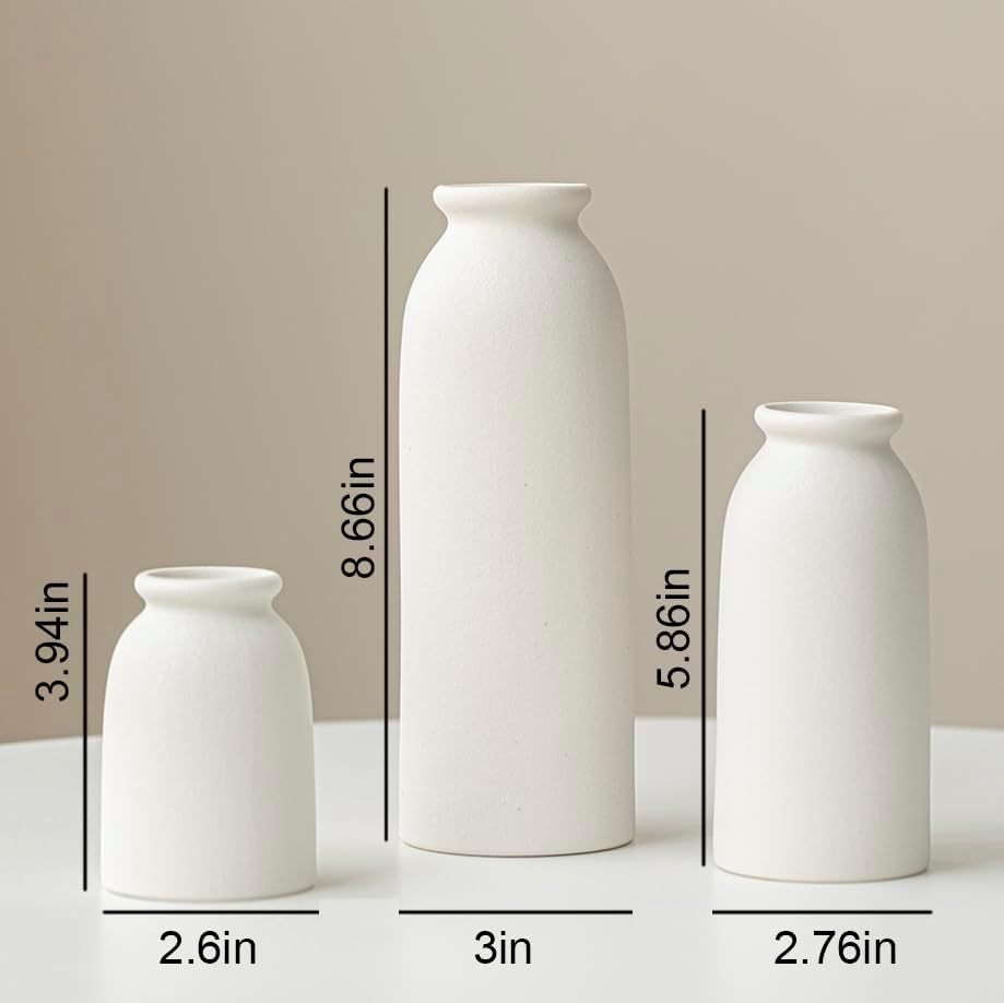 Tinctotnic Ceramic Vase Set 3 Distressed White