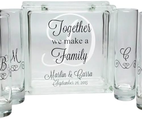 Glass Personalized Blended Family Sand Ceremony Set with Lid