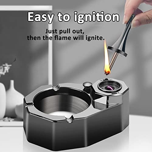 Stainless Steel Cigarette Ash Tray with Refillable Lighter