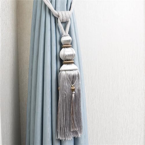 LDFWAY Curtain Tiebacks with Tassels 2 Pack Grey