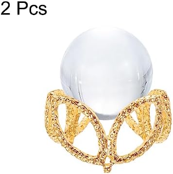 MECCANIXITY Gold Tone Crystal Ball Display Holder Pack of 2