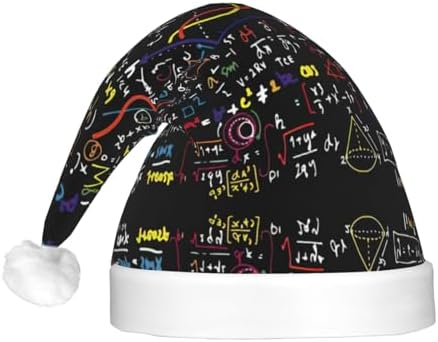 Math Formula Print LED Christmas Santa Hat Plush for Adults