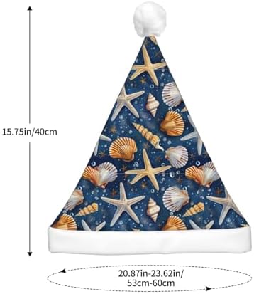 Starfish Seashell Pattern Light Up Santa Hat for Adults