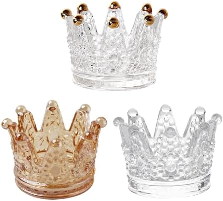 3Pcs Creative Glass Ashtray with Crown Design