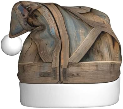 Barn Door Print Christmas Santa Hat Plush for Adults