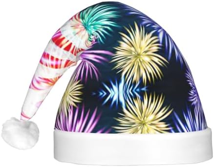 Patriotic 4th of July American Flag Print Christmas Santa Hat Plush Light Up