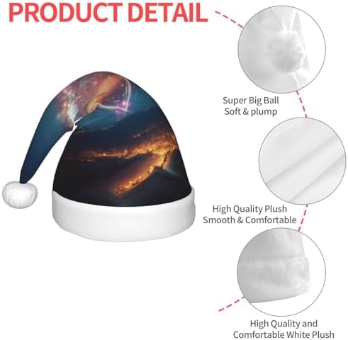 Shooting Star Heart Print Christmas Santa Hat Small Size