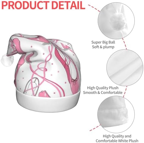 Pink Ballet Shoes Print Christmas Santa Hat for Adults