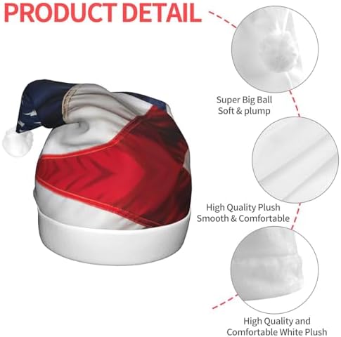 American Flag Print LED Christmas Santa Hat for Adults