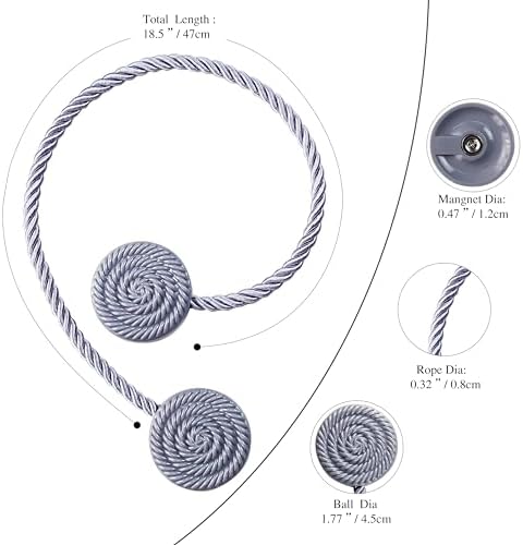 Magnetic Curtain Tie Backs 2 Pack Grey