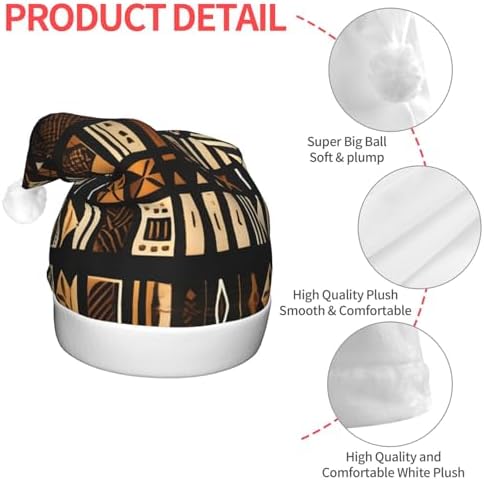 QINZHENG LED Christmas Santa Hat with Tribal Print