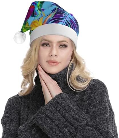 QINZHENG Red Flower Santa Hat With LED Lights