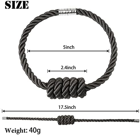 BEL AVENIR Magnetic Curtain Holdbacks 4 Pack Charcoal