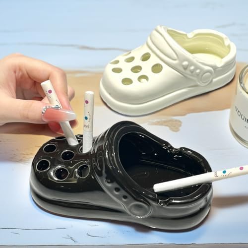 Croc Design Ceramic Ashtray - Windproof Cigar Cigarette Holder with Deep Basin