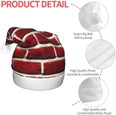 QINZHENG Brick Red LED Santa Hat for Adults Christmas Party Hat