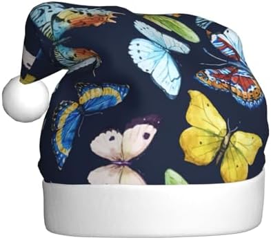 QinZheng Leaf Butterfly Print Santa Hat for Women