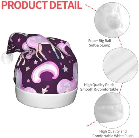 Unicorns Red Print LED Christmas Hat For Adults