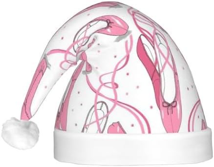 Pink Ballet Shoes Print Christmas Santa Hat for Adults