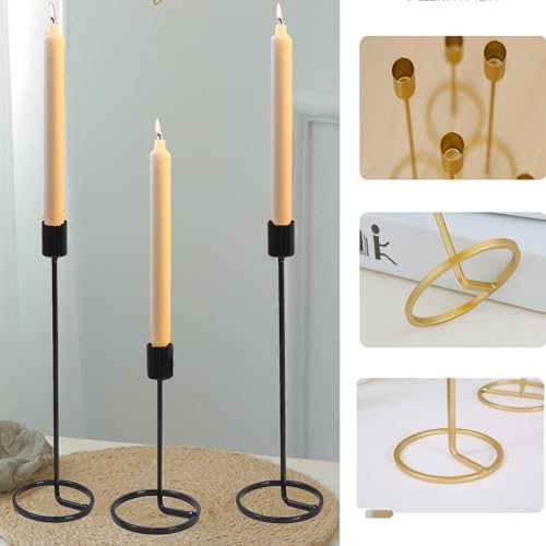 Black Brass Taper Candlestick Set of 6