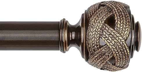 USFOOK Bronze Curtain Rods 48-84 Inch with Leaf Finials