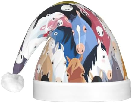 QINZHENG LED Cartoon Horses Santa Hat for Christmas Party