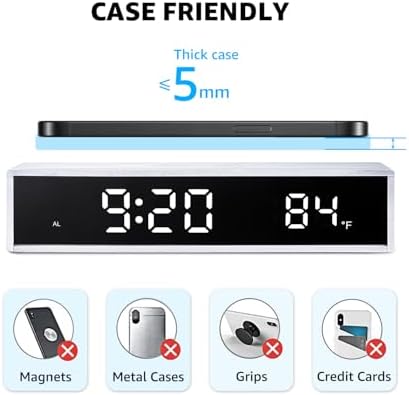 OhM-ega Digital Alarm Clock with 15W Wireless Charging