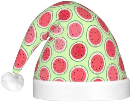 Watermelon Green Christmas Santa Hat Plush Light Up Adult Headwear