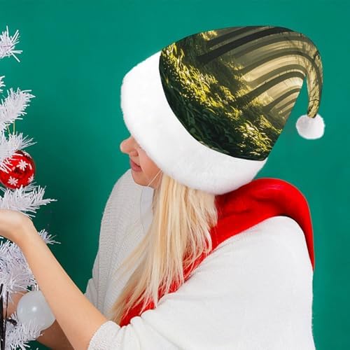 Santa Hat Forest White Christmas Party Hat for Adults