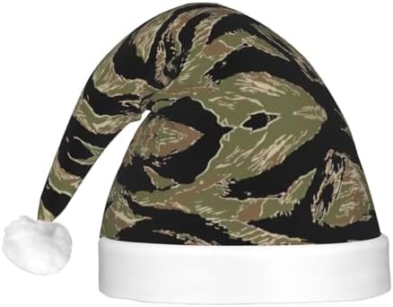 Tiger Stripe Camo Light Up Santa Hat for Adults