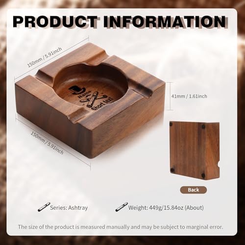 Personalized Wood Cigar Ashtray for Men