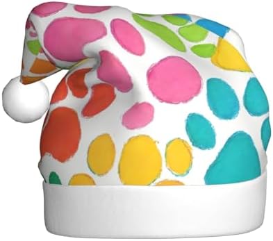 Bear Paw Print Christmas Santa Hat Plush Funny Adult Headwear